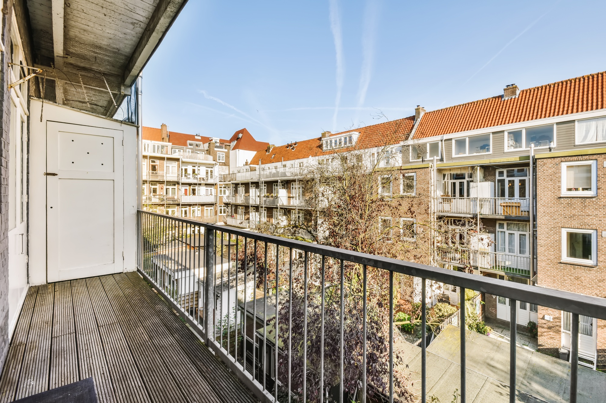 Balcony with metal railings
